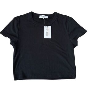 NWT WeWoreWhat Black Waffle Knit Crop Top Baby Tee medium